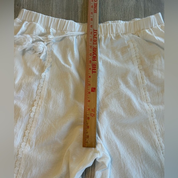SHEIN Curve Plus Size White Wide Leg Pants Lace Trim Down Legs Drawstring 5X 22W - Picture 11 of 13